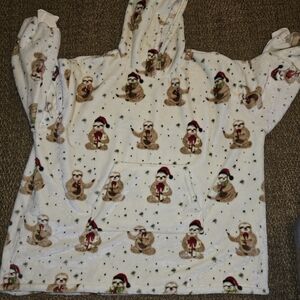 Festive Sloth Print Women's Throw Blanket Hoodie